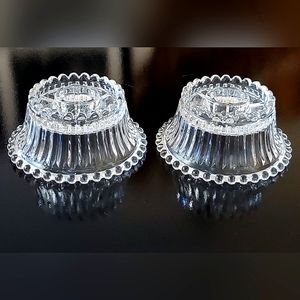 (2) Vntg Candle Sticks Reversible Cross between Candlewick & Ribbed Pattern